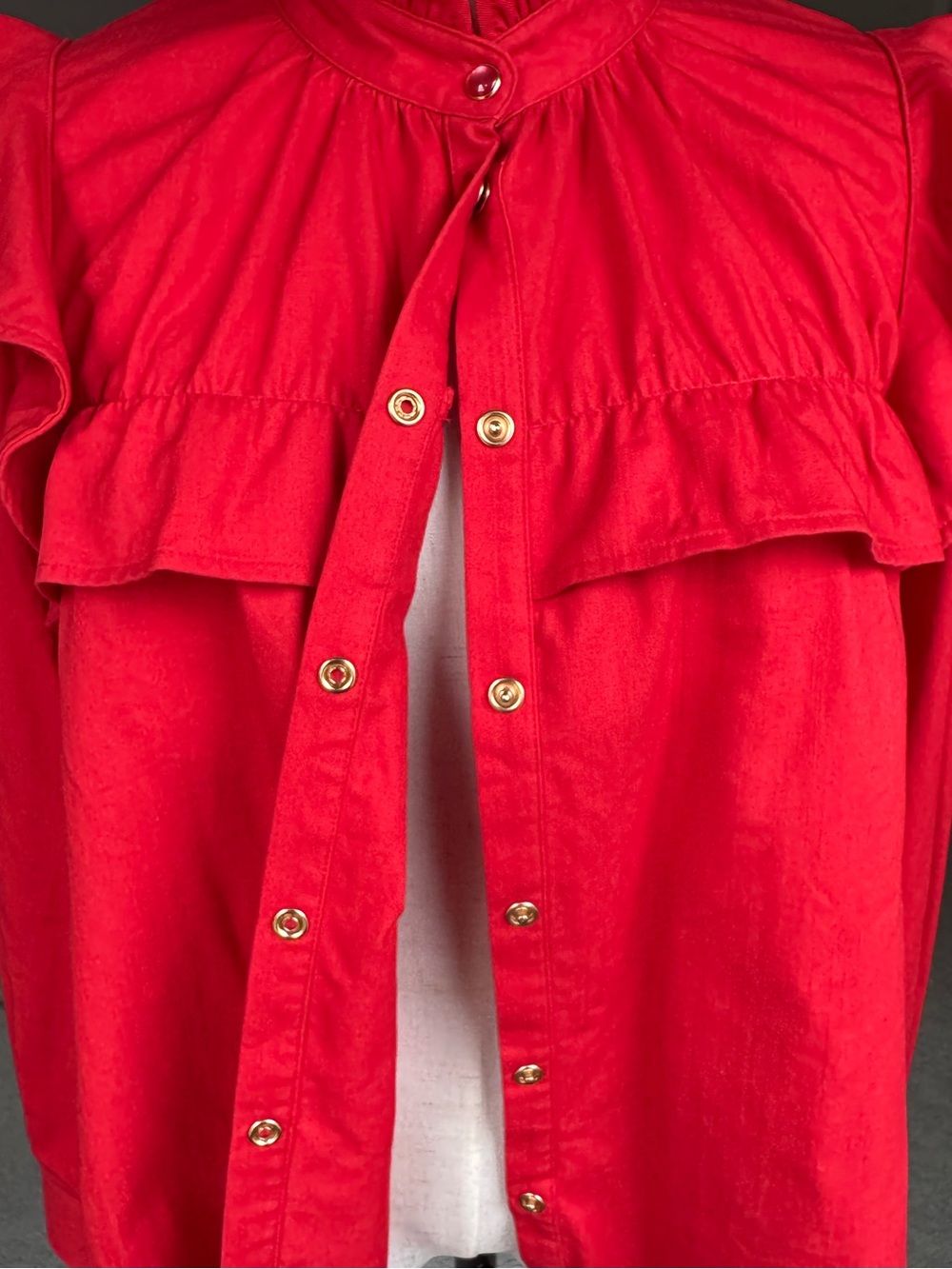 Tuckernuck Red Ruffle-Trim Button-Up Blouse - Picture 5 of 11